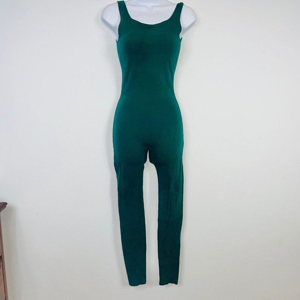 Dash Womens S Jumpsuit Green Sleeveless Stretch Casual Fitted - Picture 2 of 9